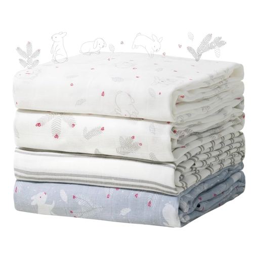 Momcozy Muslin Swaddle Blankets, Ultra Soft Neutral Baby Essentials Must Haves Registry Search, Breathable Large 47'' x 47'' Newborn Boys Girls Swaddle Receiving Blanket, Sugar Bowl Bunny