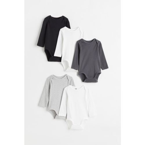 5-pack Bodysuits, White/gray/black