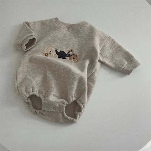 Dinosaur Embroidery Sweater Bodysuit Romper – August + Willow