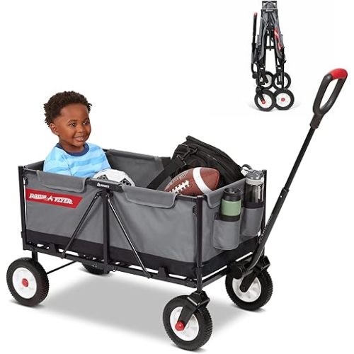 Radio Flyer The Beast EZ Fold Maximum Capacity Heavy-Duty Kid & Cargo Wagon, Collapsible Wagon for Ages 1.5-6 Gray