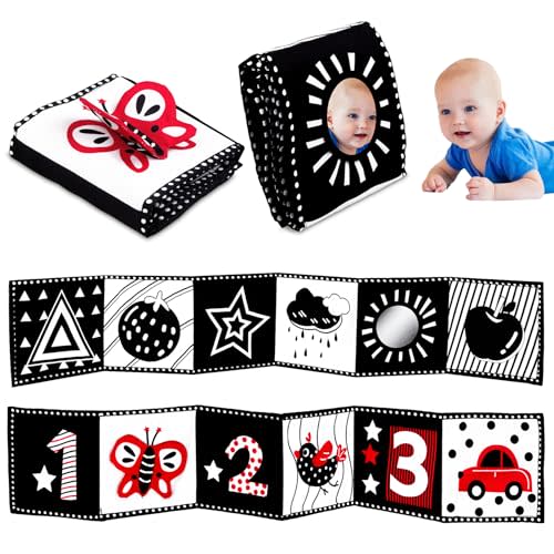 JatlnnPola Black and White High Contrast Baby Toys - Newborn Toys 0 3 Months Brain Development - Soft Crinkle Books Tummy Time Toys - Infant Montessori Sensory Toys 0 6 12 Months Baby Boy Girl Gifts