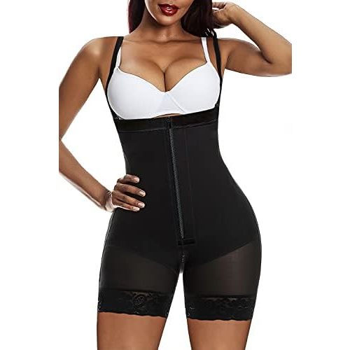YIANNA Fajas Colombianas Shapewear for Women Tummy Control Body Shaper Butt Lifter Thigh Slimmer with Zipper Crotch