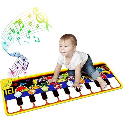 RenFox Kids Musical Mat with 25 Music Sounds, Baby Musical Toys, Early Education Development Birthday Gift for 1 2 3 Year Girls Boy, Piano Keyboard Dance Floor Mat Touch Playmat for Child Toddlers