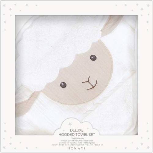 Petit Lamb Towel And Washcloth Set - MON AMI | Maisonette