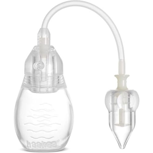 haakaa Swan Neck Nasal Aspirator for Baby | Baby Nose Sucker Bulb Syringe with Anti-Backflow Valve | Easy-Squeeze Filter-Free Soft Silicone Nose Cleaner – BPA Free, 12m+