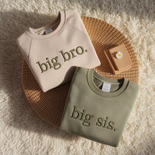 Embroidered Big Bro Big Sis Toddler Sweatshirt, Pregnancy Announcement