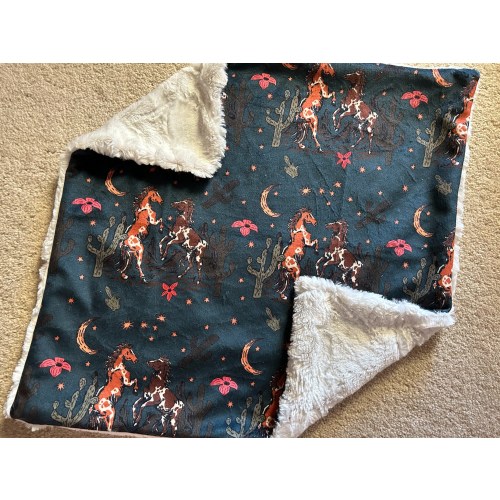 Boho Western Cowgirl Crib, Baby Crib Blanket, Desert Sky, Horses Nursing Pillow Cover, Cactus Changing Pad, Girl Swaddle, Cover, Lovey