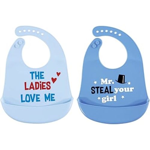 Hudson Baby Unisex Baby Silicone Bibs, Mr Steal Your Girl, One Size