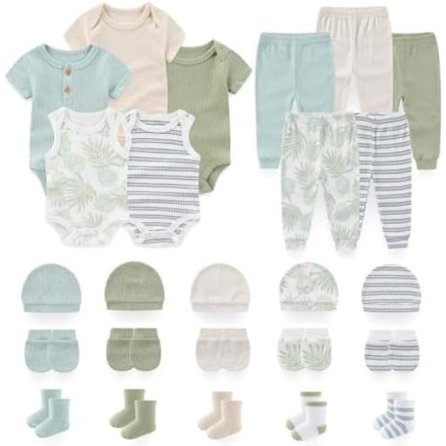 Unisex Baby Boy Girl Pant Sets Bodysuits Hats Gloves Socks Accessories 25 Pack Cotton Infant Practical Outfit