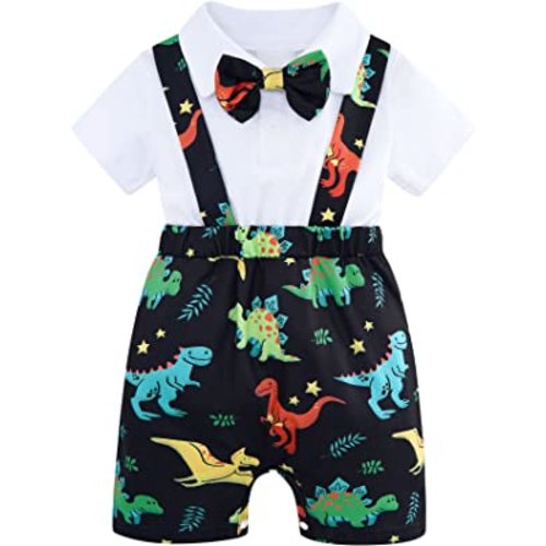 BFUSTYLE Baby Boy Romper 2 in 1 Bodysuit Short Sleeve Outfits with Bowtie 0-24M