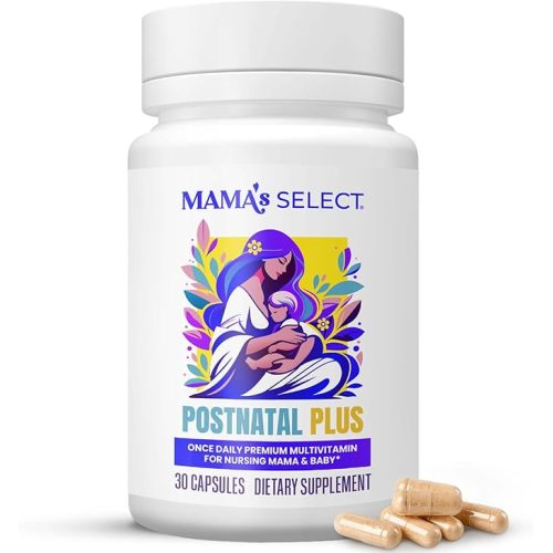 Mama's Select Postnatal Vitamins – Boosts Hair Recovery, Milk Supply, & Wellness – Allergen-Free, Vegan, MTHFR Friendly, Methylated Folate & B Vitamins, Easy-to-Swallow, No Biotin - 30 Capsules