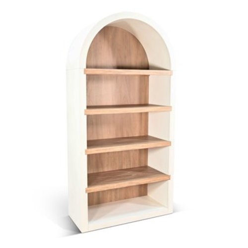Sunny Designs Logan Arched Bookcase in White Color