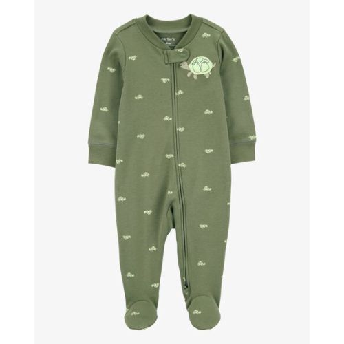 Baby Turtle Print 2-Way Zip Cotton Sleep & Play Pajamas - Green - Carter's | Carter's