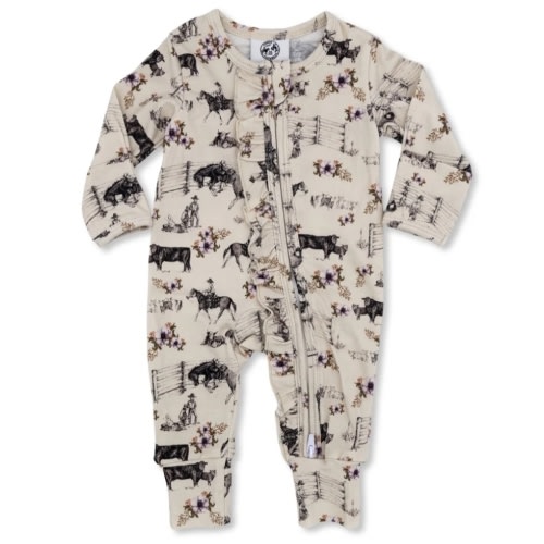 Western Serenity -Ruffled- Folding Feet Jammies – Cowkid Clothing Company