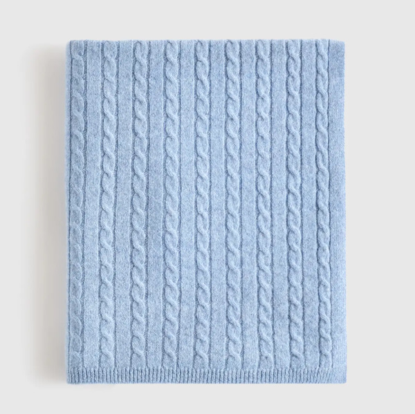 Washable Cashmere Baby Blanket in Faded Denim