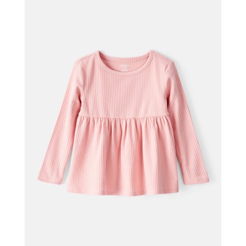 Toddler Girl Long-Sleeve Peplum Top - Pink - Carter's | Carter's