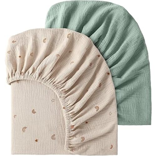 Fitted Crib Sheet, 100% Organic Cotton Crib Sheet for Standard Crib and Toddler Mattresses 28"x 52", Soft and Breathable