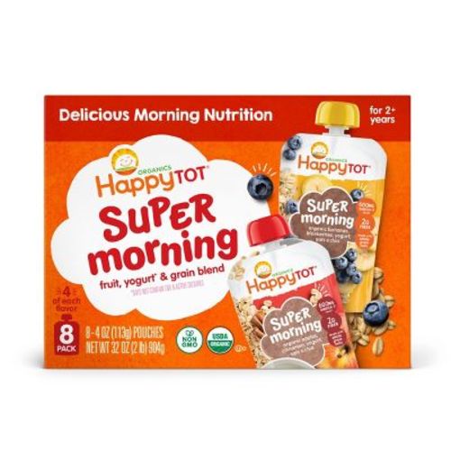 Happy Tot Super Morning Give Back Pack 8Pk Organic Bananas, Blueberries, Yogurt - 4oz