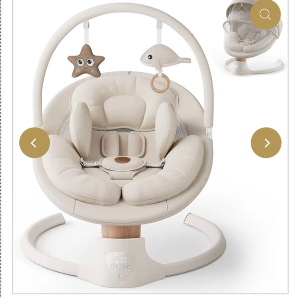 Baby Swings for Infants, FasonBaby Electric Baby Swing with 10 Preset Melodies, 5 Speeds, Remote Control and Bluetooth - Portable Infant Swing for Indoor and Outdoor(Beige)