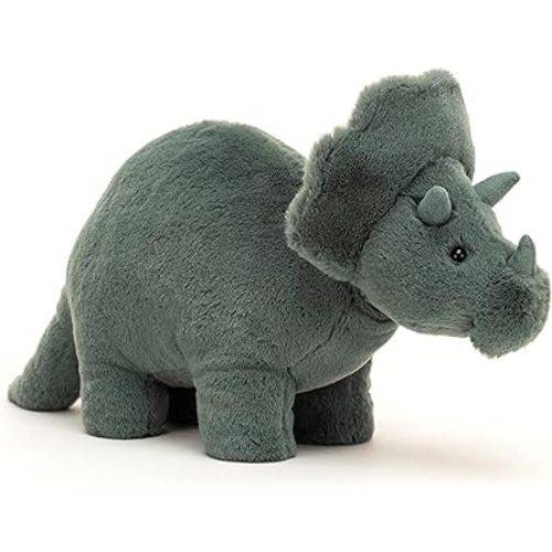 Jellycat Fossilly Triceratops Dinosaur Stuffed Animal, Medium 11.5 inches - Dinosaur Plush Toy - Classic Children's Gift