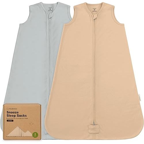2-Pack Baby Sleep Sacks, Zipper Wearable Blanket - 100% Organic Cotton 0.5TOG, Soft Lightweight Toddler Sleeping Sack 6-12 months, Easy to Wear Newborn Transition Swaddles Sleepsack (Toasty, M)