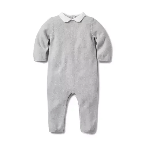 Newborn Earl Grey Heather Baby Collared Sweater One-Piece by Janie and Jack