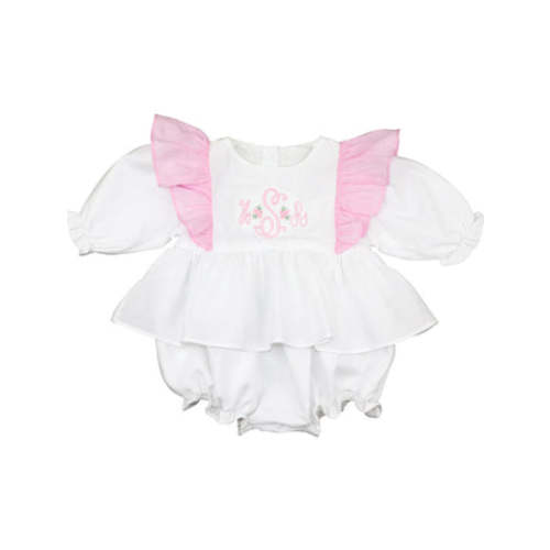 White And Pink Ruffle Bubble