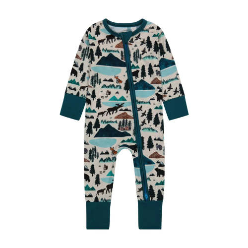 Bamboo One Piece Zip Pajama - Into the Wild