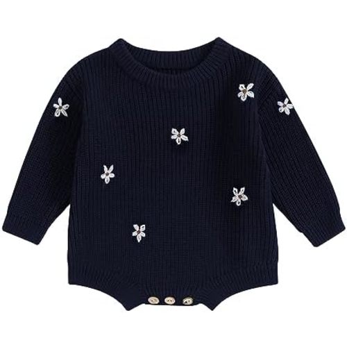woshilaocai Baby Boy Girl Sweater Oversized Long Sleeve Romper Warm Crewneck Bodysuit Knitted Winter Clothes