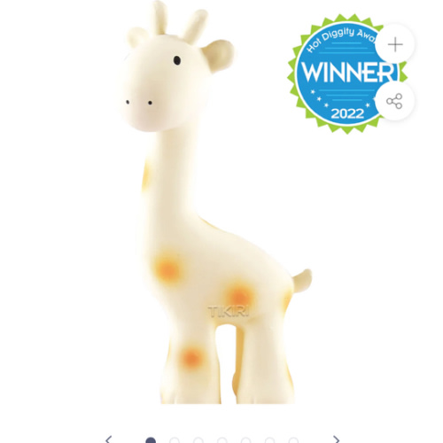 Giraffe Organic Natural Rubber Rattle, Teether & Bath Toy