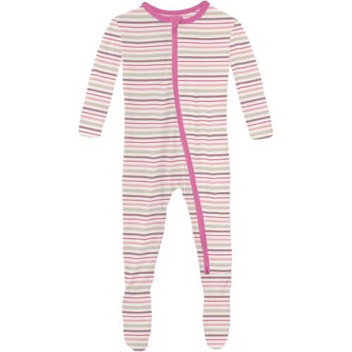 KicKee Print Footies with Zipper, Super Soft One-Piece Jammies, for Babies and Kids, 6-9 Months