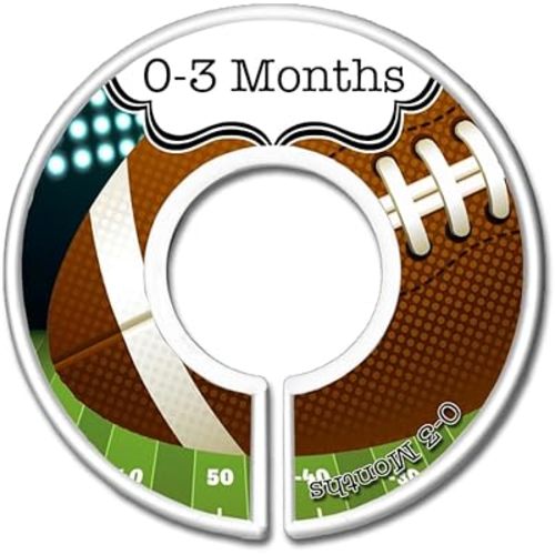 Football Nursery Closet Size Dividers, Boys Football Baby Clothes Organizers, Sports Theme Nursery - Gift for New Mom, Mom-To-Be, Baby Shower, Organization (Set of 6 (0-3 Months to 18-24 Months))