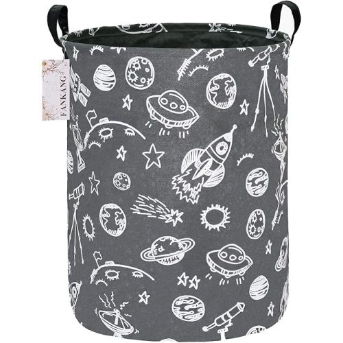 FANKANG Storage Basket, Nursery Hamper Canvas Laundry Basket Foldable with Waterproof PE Coating Large Storage Baskets for Kids Boys and Girls, Office, Bedroom, Clothes,Toys(Space Planet)