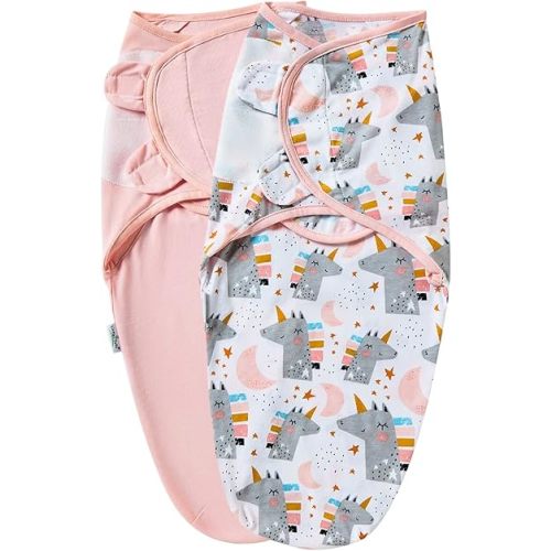 Baby Swaddle Blanket, 3 Pack Newborn Swaddles 0-3-Months, Small-Medium Easy Change Infant Wrap, Infant Swaddling Sack, Adjustable Swaddle Blanket (Pink Unicorn)