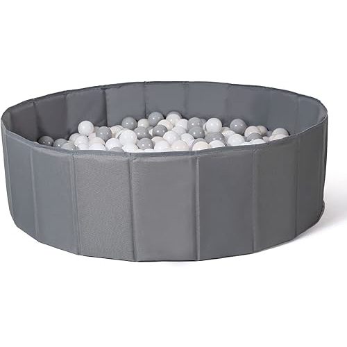 Gray Ball Pit for Toddlers1-3, Collapsible Ball Pits Play Tent, Crawl Playpen Ball Pool Playhouse with Storage Bag, for Boys Girls Dogs Cats Birthday Christmas Summer Play
