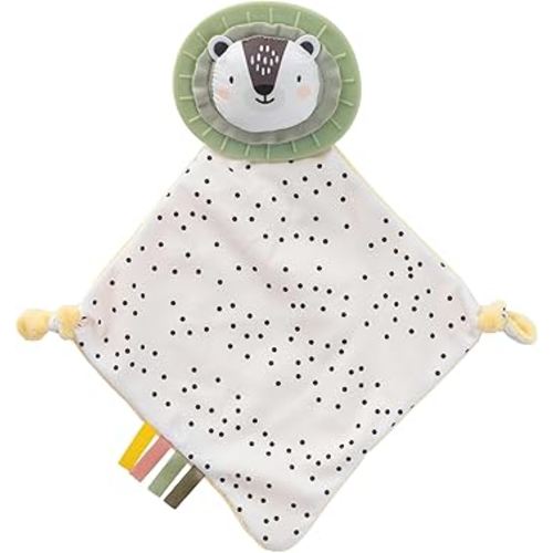 Taf Toys Black & White Soft Security Blanket with Mane Teether Baby Lovey Unisex Lovie Baby Gifts for Newborn Boys and Girls Snuggle Toy Newborn Stuffed Animal Lion 16 Inch