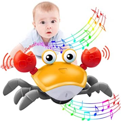 Crawling Crab Baby Toy,Tummy Time Baby Toys Will Automatically Avoid Obstacles,Guiding Baby to Crawl,Crawling Toys with Music and LED Light,for Boys Girls Infant Toys
