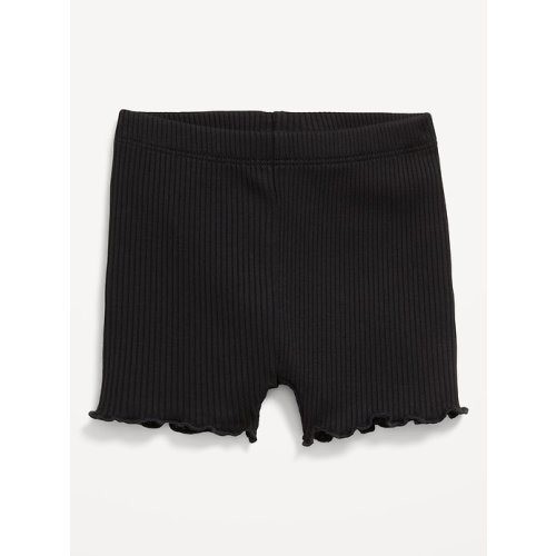 Ribbed Lettuce-Edge Biker Shorts for Baby