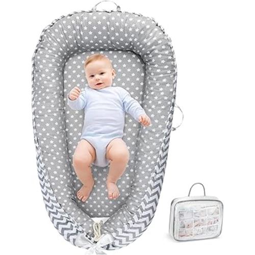 URMYWO Baby Lounger - Baby Lounger For Newborn, Breathable & Soft Baby Nest Cover Co Sleeping for baby 0-24 Months, Babies Essentials Gifts, Portable Infant Lounger Baby Floor Seat for Home and Travel