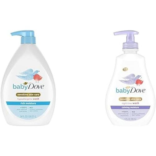 Baby Dove Sensitive Skin Care Baby Wash Rich Moisture For Baby Bath Time Tear-Free & Sensitive Skin Care Baby Wash Calming Moisture For a Calming Bath Wash Hypoallergenic