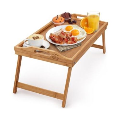 Bamboo Breakfast in Bed Tray Table with Folding Legs