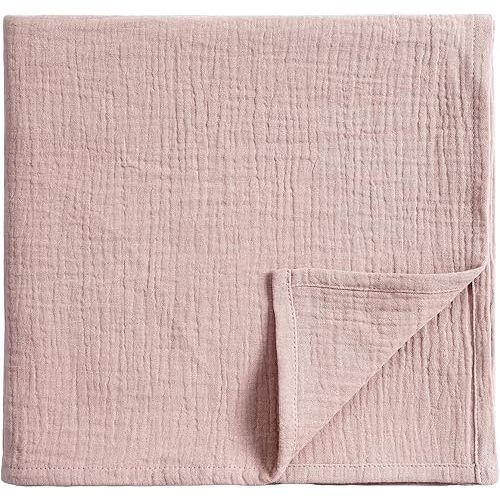 Meracorallo Muslin Swaddle Blanket, 100% Organic Cotton Receiving Blanket Soft and Breathable Swaddle Wrap for Baby Boys and Girls, Blush