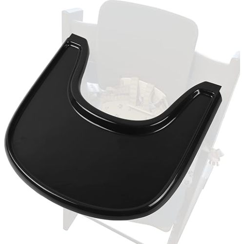 Baby High Chair Tray Compatible with Stokke Tripp Trapp Chair with Smooth Surface and Strong Suction Power - Made with Food-Safe Plastic (BPA BPS BPF Lead and Phthalate Free) - Black
