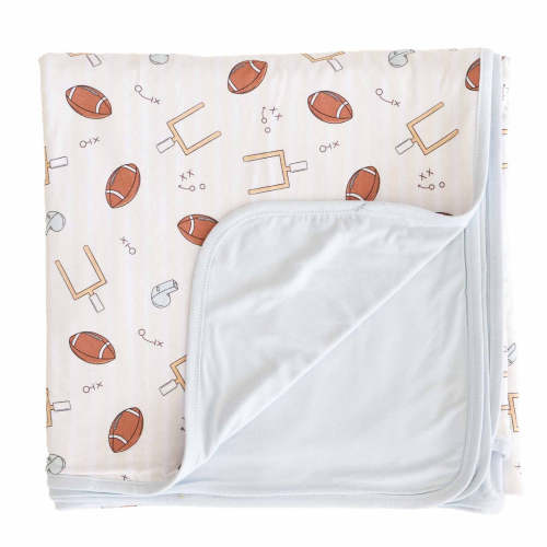 Tiny Touchdowns Double Sided Bamboo Blanket | Neutral