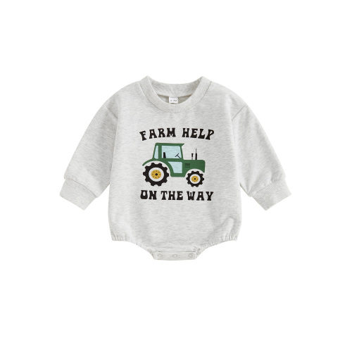 Infant Baby Boy Farm Outfits Tractor Print Sweatshirt Romper Long Sleeve Bodysuit Newborn Country Clothes