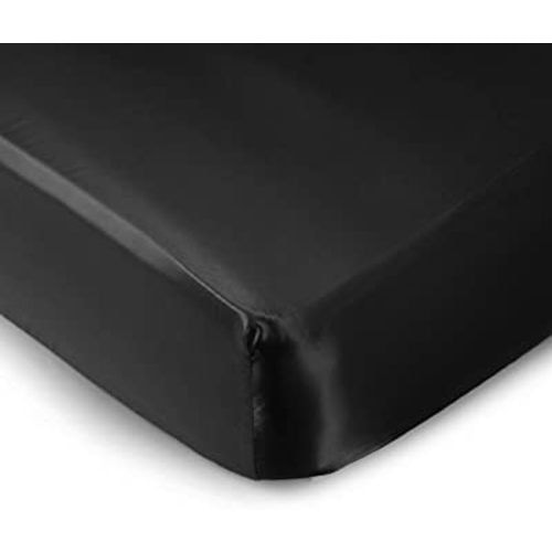 Pro Goleem Satin Soft Crib Sheet Great for Baby with Sensitive Hair Silky Baby Mattress Sheet Black 52’’x28’’x8’’ Unisex Fitted Sheet Gift for Boys and Girls
