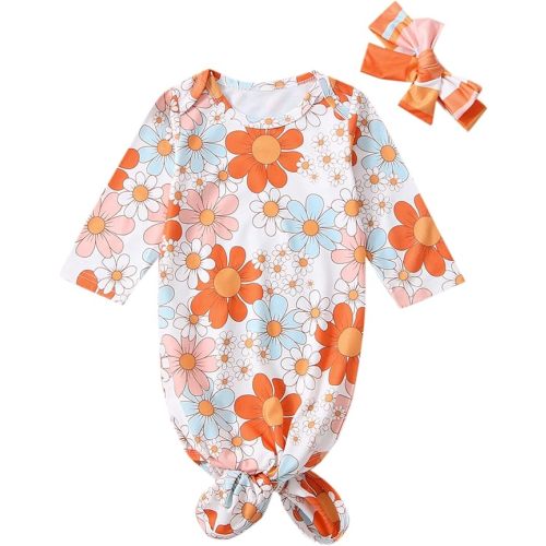 Infant Newborn Baby Girls Floral Sleep Gown Headband Sleepwear Romper Sleeping Bags Outfits