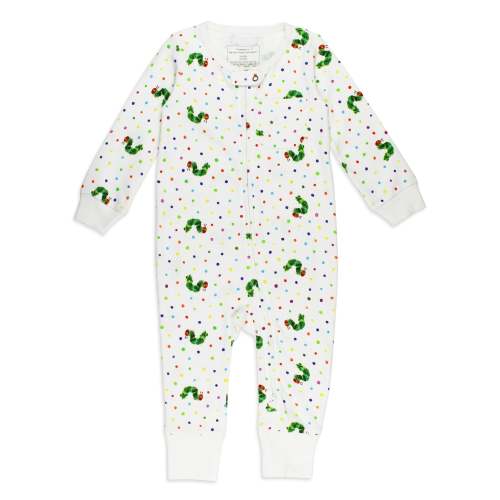 Organic Footless 2-Way Zipper Romper in Caterpillar