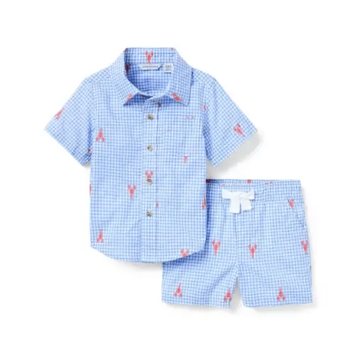 Baby Soft Blue Gingham The Cabana Matching Baby Set by Janie and Jack