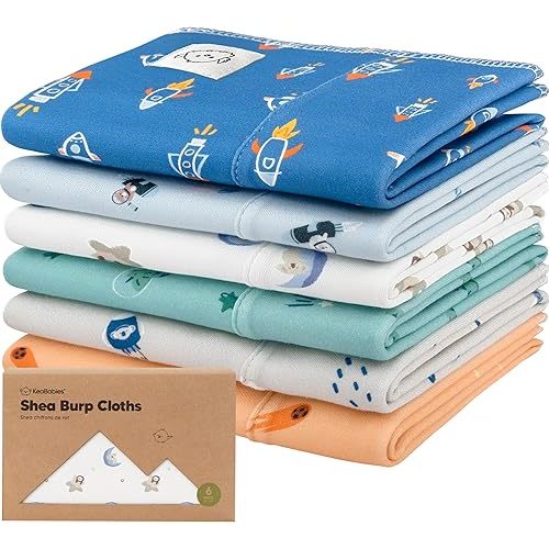 Organic Burp Cloths - 6-Pack Large Baby Burp Cloths, Super Absorbent Burping Cloths for Babies, Soft & Plush Cotton Burp Cloth, Spit Up Burp Rags, Newborn Burp Clothes (Cosmo)